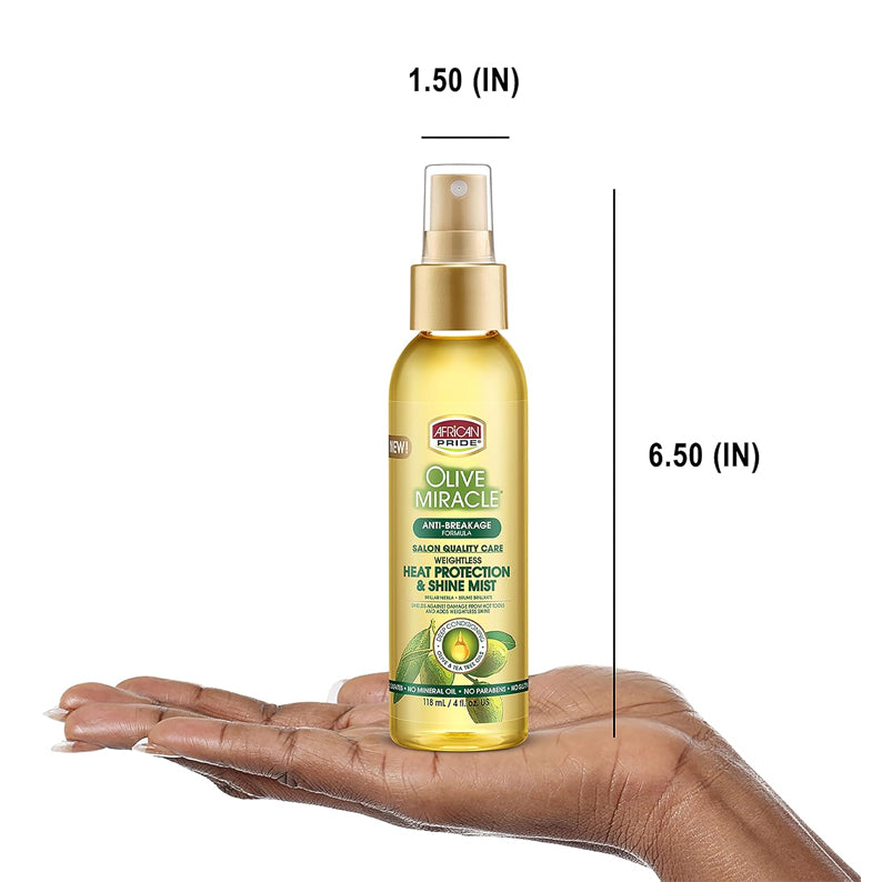 AFRICAN PRIDE Olive Miracle Weightless Heat Protection & Hair Shine Mist 4oz