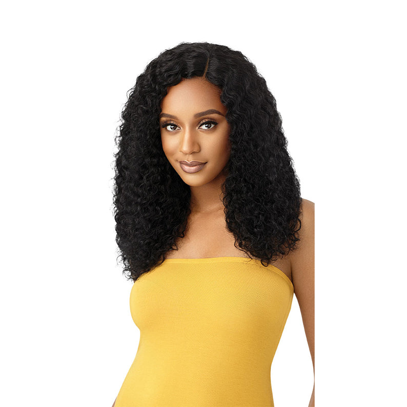 OUTRE 100% Unprocessed Human Hair Lace Part Wet & Wavy Wig Natural Deep 22"