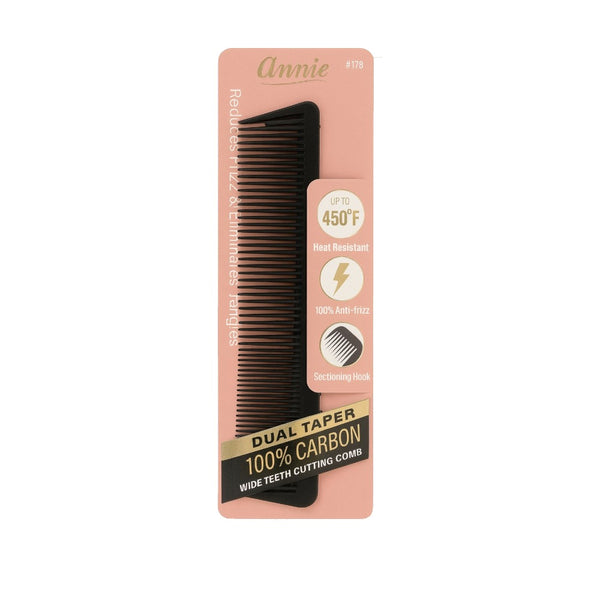 Carbon Dual Taper Wide Teeth Cutting Comb #00178 [Black]