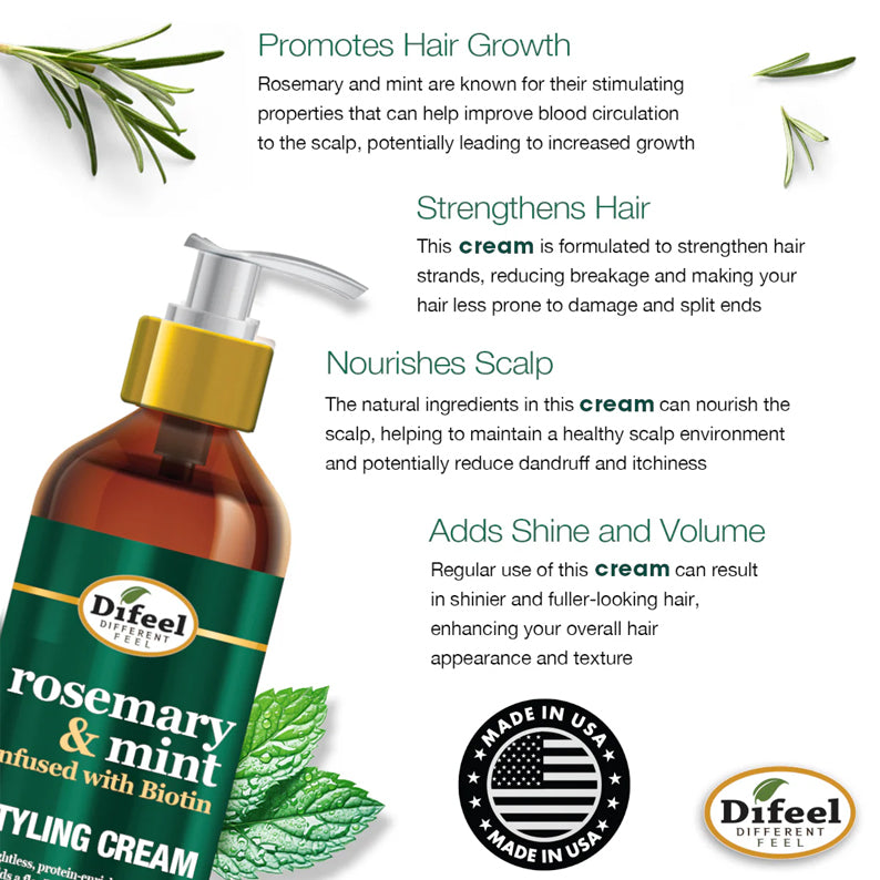 DIFEEL Rosemary and Mint Biotin Styling Cream 12oz