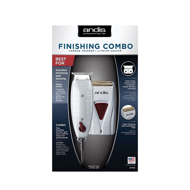 ANDIS Finishing Combo Detailed Gold Foil Shaver Fine Tooth T-Outliner Trimmer #17195