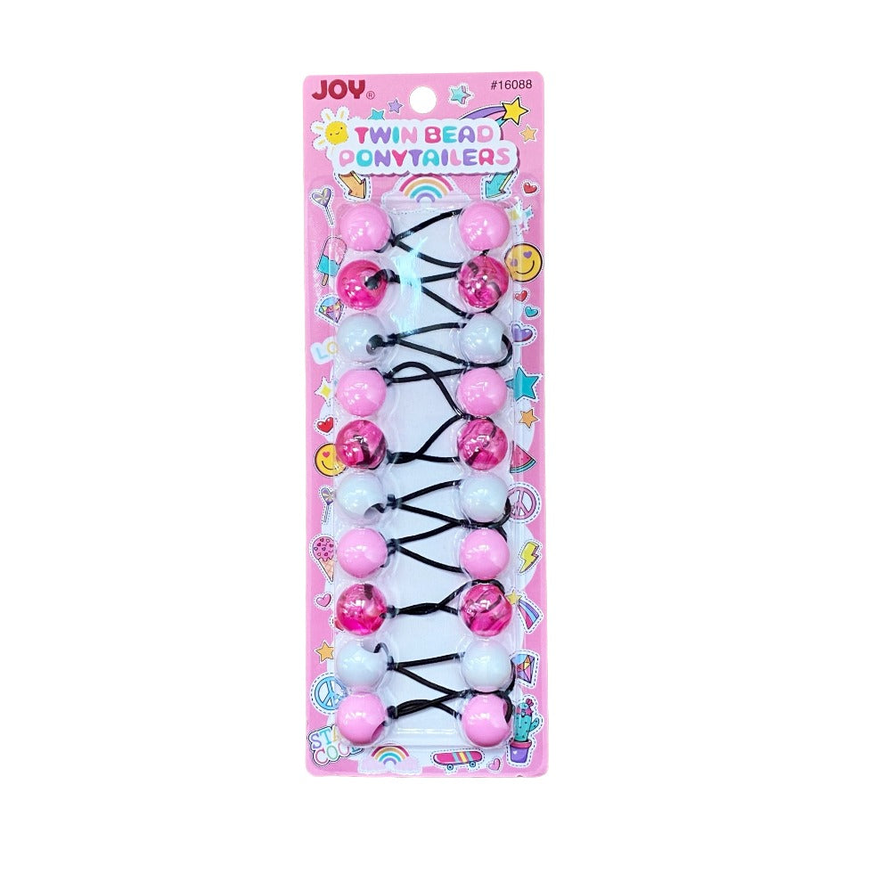 #16088 JOY Twin Bead Ponytailers [Assorted Colors]