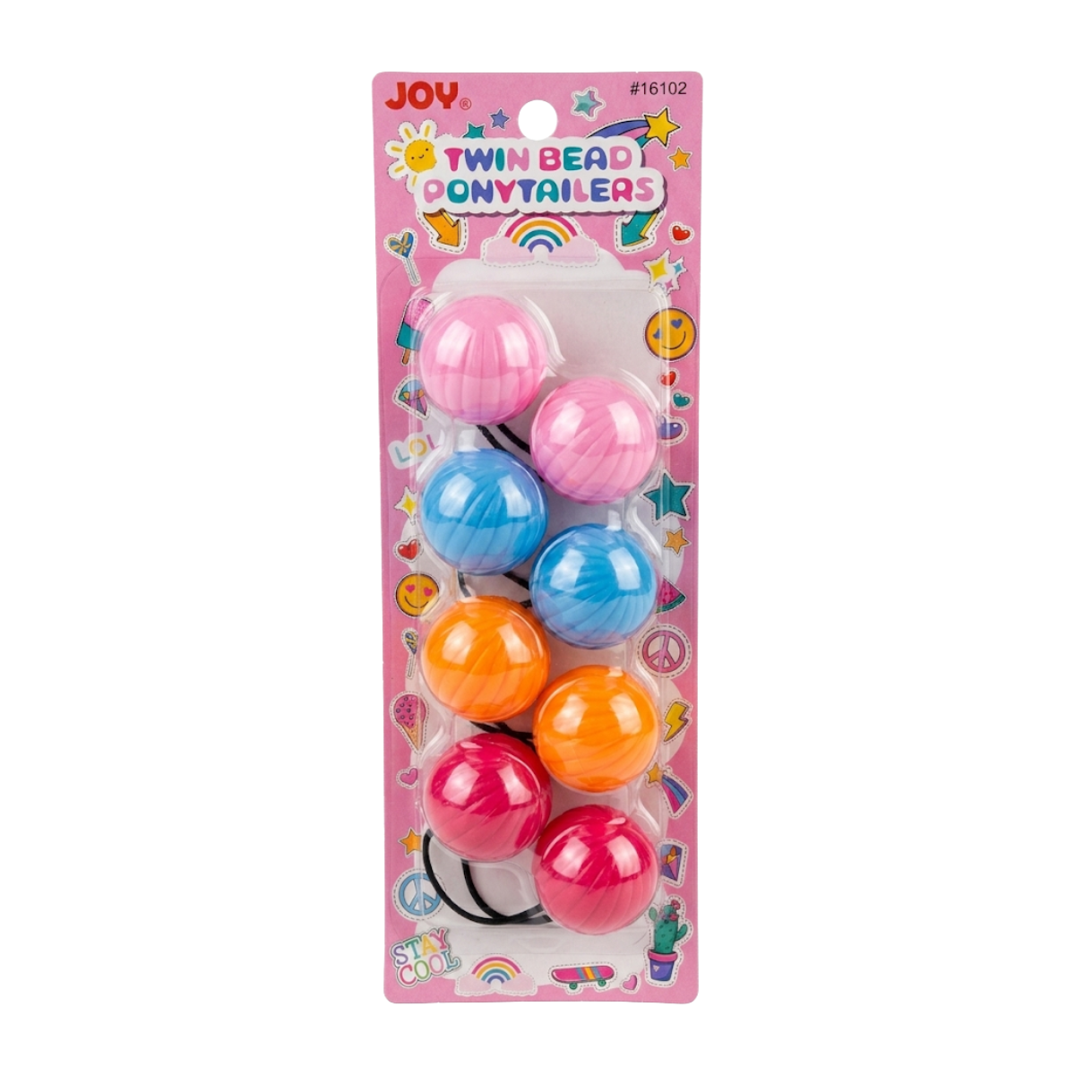Joy Twin Bead Ponytailers 40mm [Assorted Colors] #16102