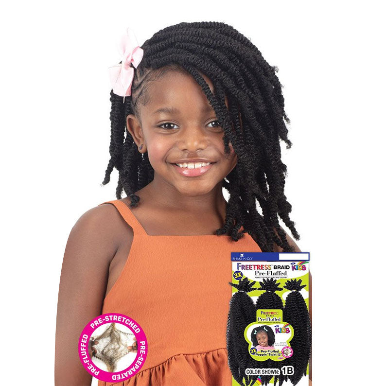 SHAKE N GO FREETRESS 3x Kids Pre Fluffed Poppin' Twist 12"