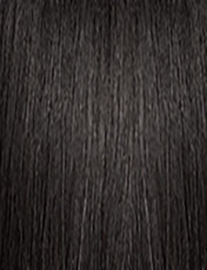 Close-up of black straight synthetic hair strands for Sensationnel hair products
