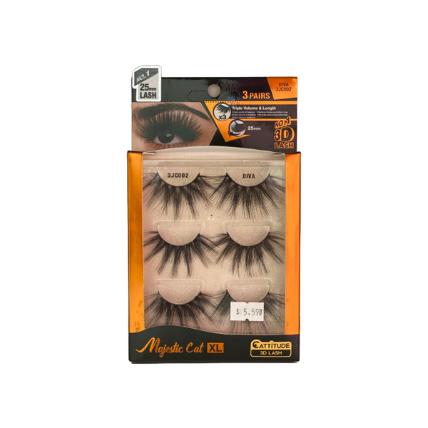 [3JC002] Diva Majestic Cat 25 mm Triple Volume 3D Cils 3 paires