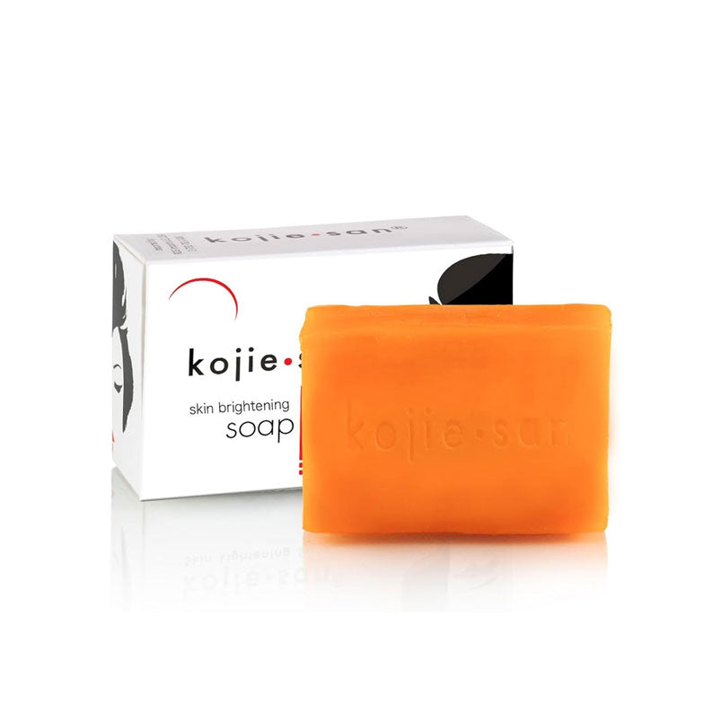 KOJIE SAN skin lightening soap for dark spots orange bar with white branded box for skin brightening
