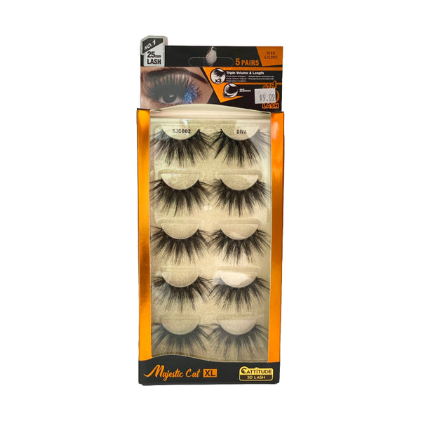 [5JC002] Diva Majestic Cat 25 mm Triple Volume 3D Cils 5 paires