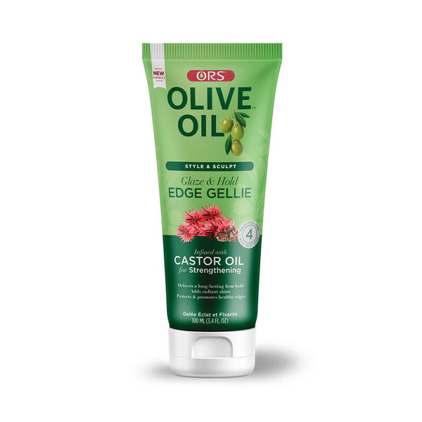 ORS OLIVE OIL Style &amp; Sculpt Glaze &amp; Hold Edge Gellie infusé à l'huile de ricin pour renforcer 3,5 OZ