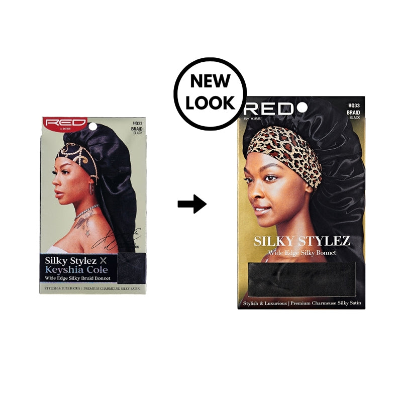 Bonnet tressé soyeux à larges bords Silky Stylez [Super Jumbo] [Noir] [Bande assortie] #Hq33