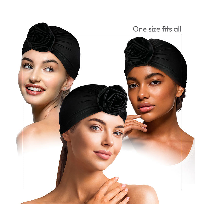 Luxe Silky Top Knot Satin Turban [Black] #Hq55
