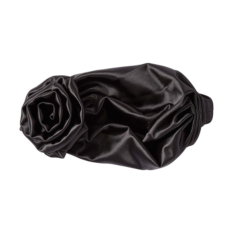 Luxe Silky Top Knot Satin Turban [Black] #Hq55