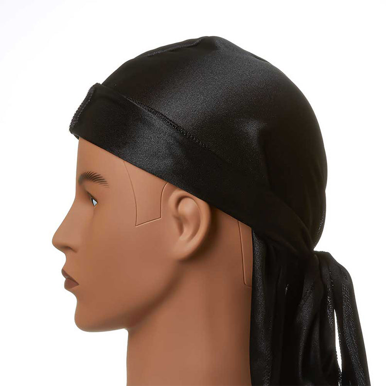 #Hd01 Durag en satin soyeux [Noir]