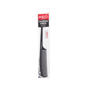 RED BEAUTY by KISS carbon fiber wide tooth rat tail comb in black with heat resistant handle
