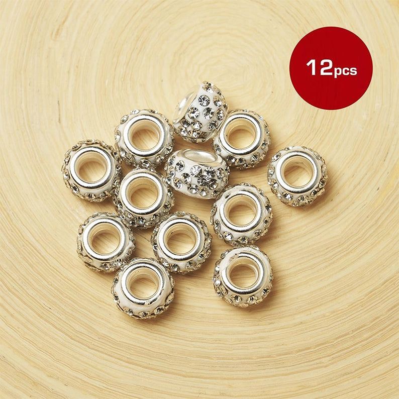 Rhinestone Hair Beads 12Pcs #Ha81