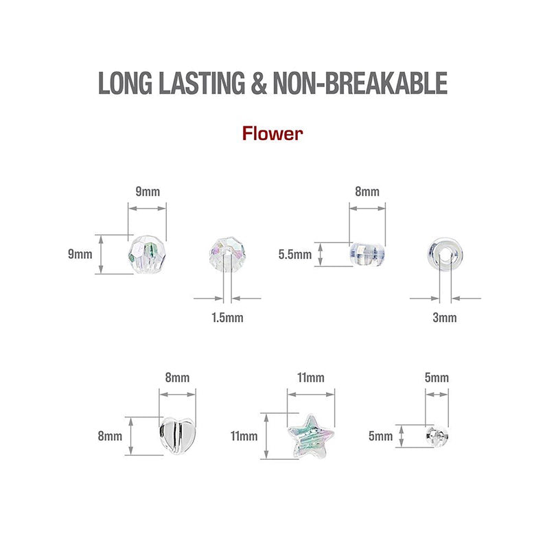 Luxury Heart & Star Hair Beads 32Pcs [Assorted Shape] [Clear] #Ha82