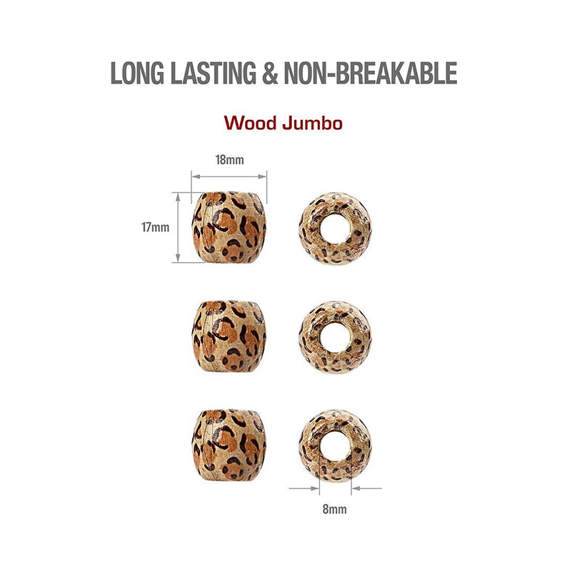 Jumbo Wood Hair Beads 12Pcs [Leopard] #Ha73