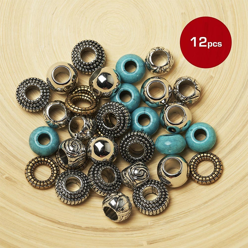 Luxury Metal Hair Bead 32Pcs [Assorted Shape & Color] #Ha83
