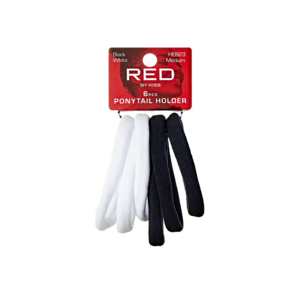 RED by KISS Ponytail Holder Medium 6pcs [BLACK & WHITE] #HEB23