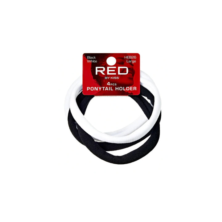 RED by KISS Ponytail Holder Large 4pcs [BLACK & WHITE] #HEB26