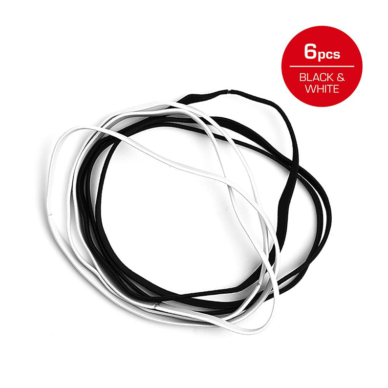 RED by KISS Elastic Sport Headband 10mm 6pcs [BLACK & WHITE] #HEB35