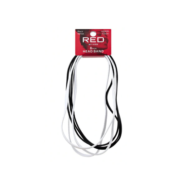 RED by KISS Elastic Sport Headband 10mm 6pcs [BLACK & WHITE] #HEB35