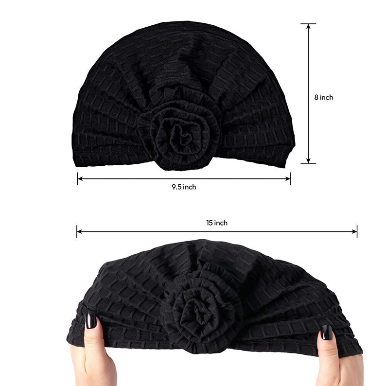 Textured Top Knot Turban [Black] #Hq83