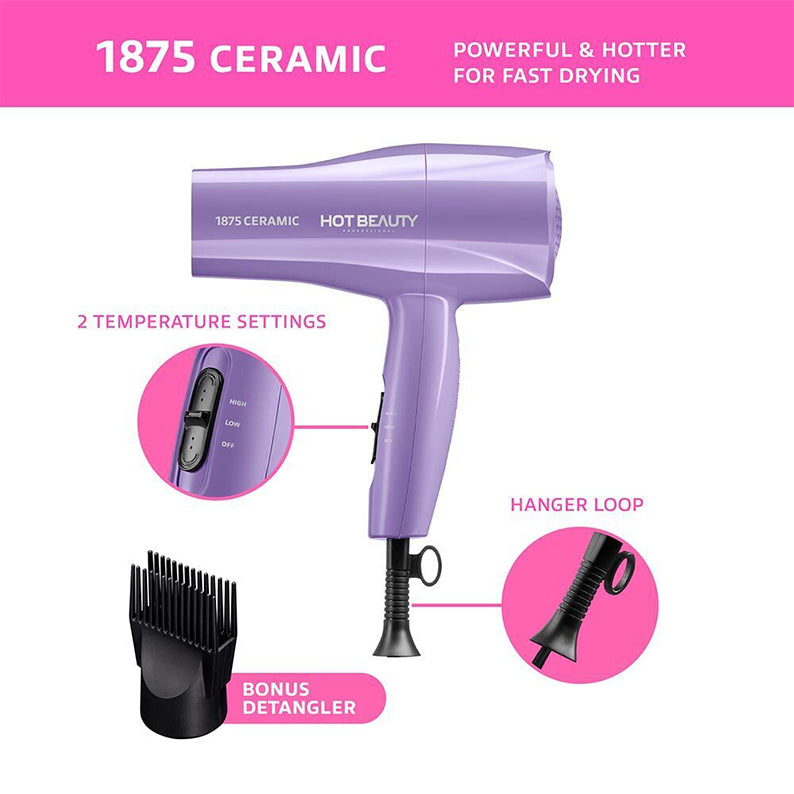 Hot Beauty Powerful Fast Drying 1875-Ceramic Styling Dryer [Purple] #HBD03
