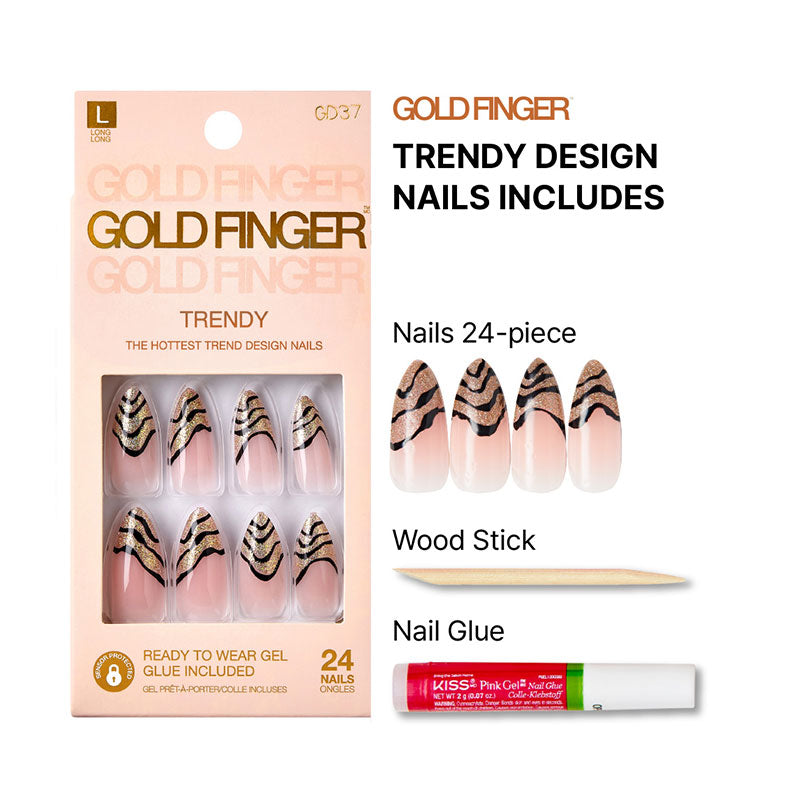 KISS GOLD FINGER #GD37 Trendy Nails [CALM & PATIENT]