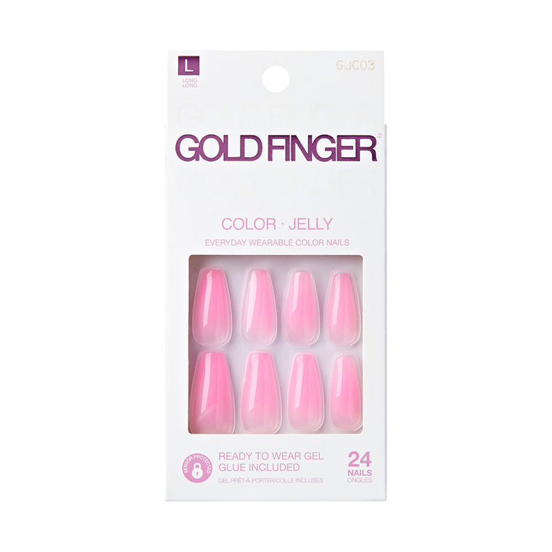 KISS Gold Finger Jelly Color Nails [BUBBLE GUM] #GJC03