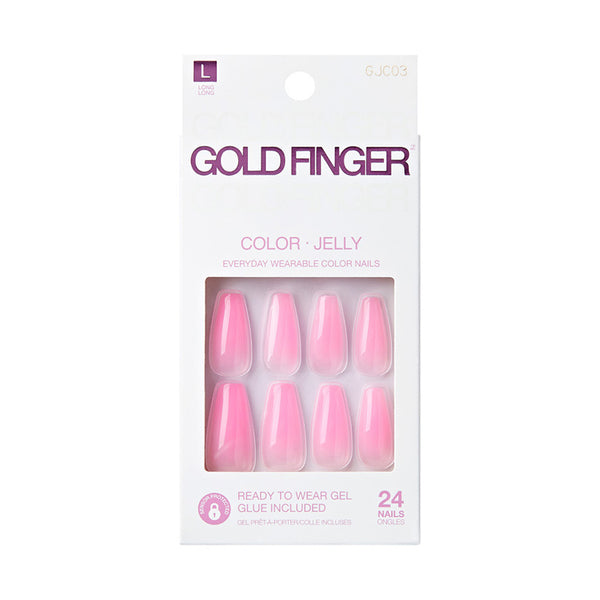 KISS Gold Finger Jelly Color Nails [BUBBLE GUM] #GJC03