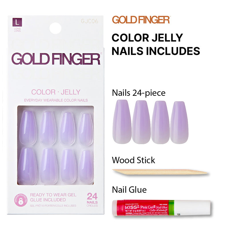 KISS Gold Finger Jelly Color Nails [FRESH COTTON] #GJC06