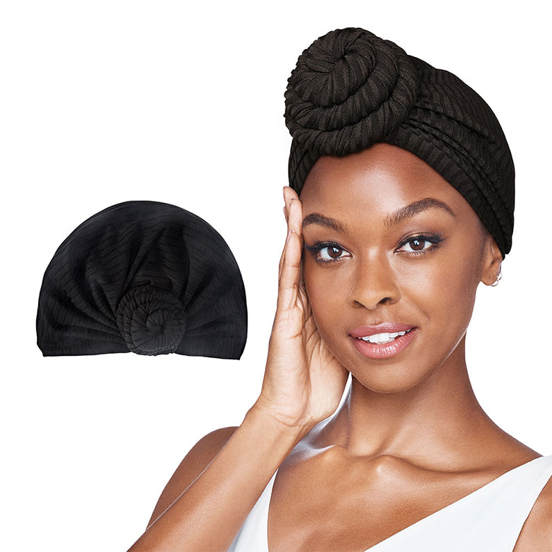Glamour Premium Pre-Tied Knot Turban [Black] #Hq401