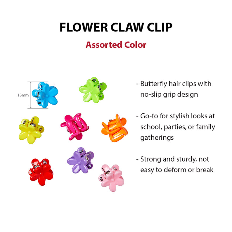 RED BEAUTY by KISS assorted colorful kids flower hair clips set of small flower claw clips for styling