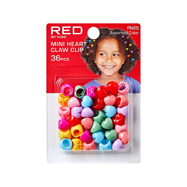 RED by KISS #PN25 Mini pinces à griffes en forme de cœur pour enfants, 36 pièces