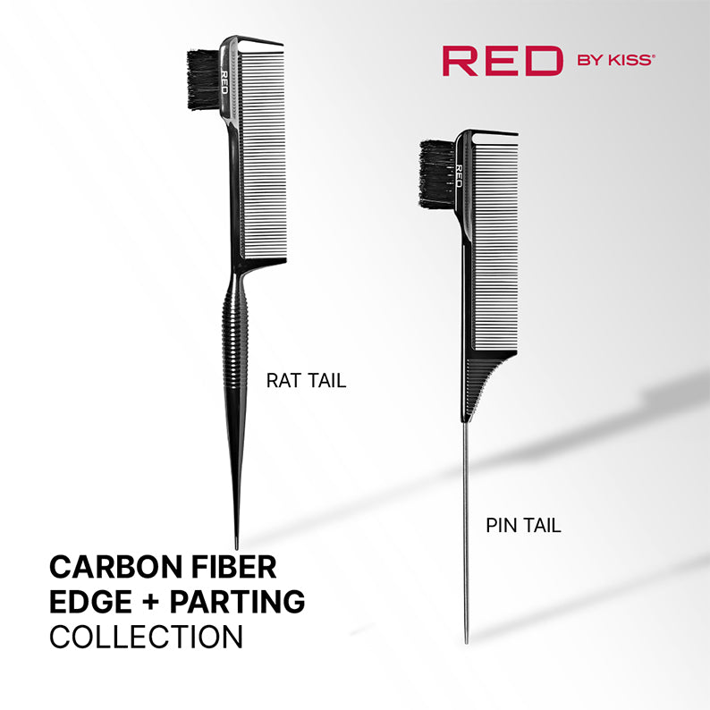 #Hh108 100% Boar Bristle 3-In-1 Edge & Parting Comb [Carbon Fiber] [Rat Tail]