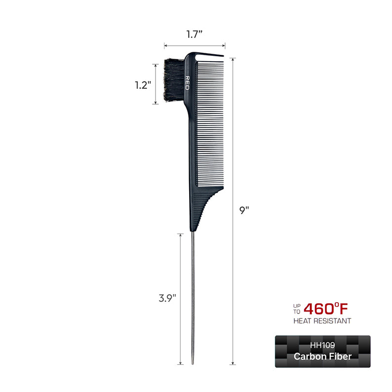 #Hh109 Peigne de séparation et de coupe 3 en 1 100 % poils de sanglier [fibre de carbone] [queue d'épingle]