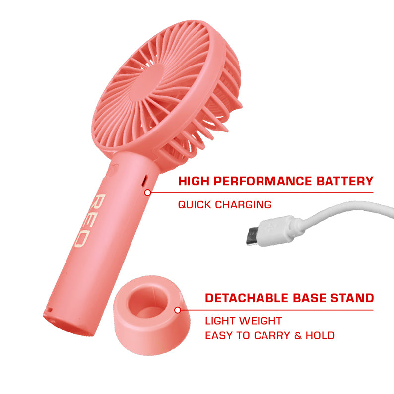 RED by KISS Portable Handheld Rechargerable Beauty Fan [PINK] #FAN04