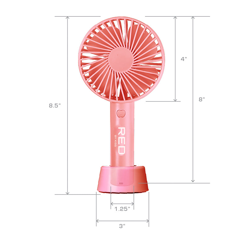 RED by KISS Portable Handheld Rechargerable Beauty Fan [PINK] #FAN04