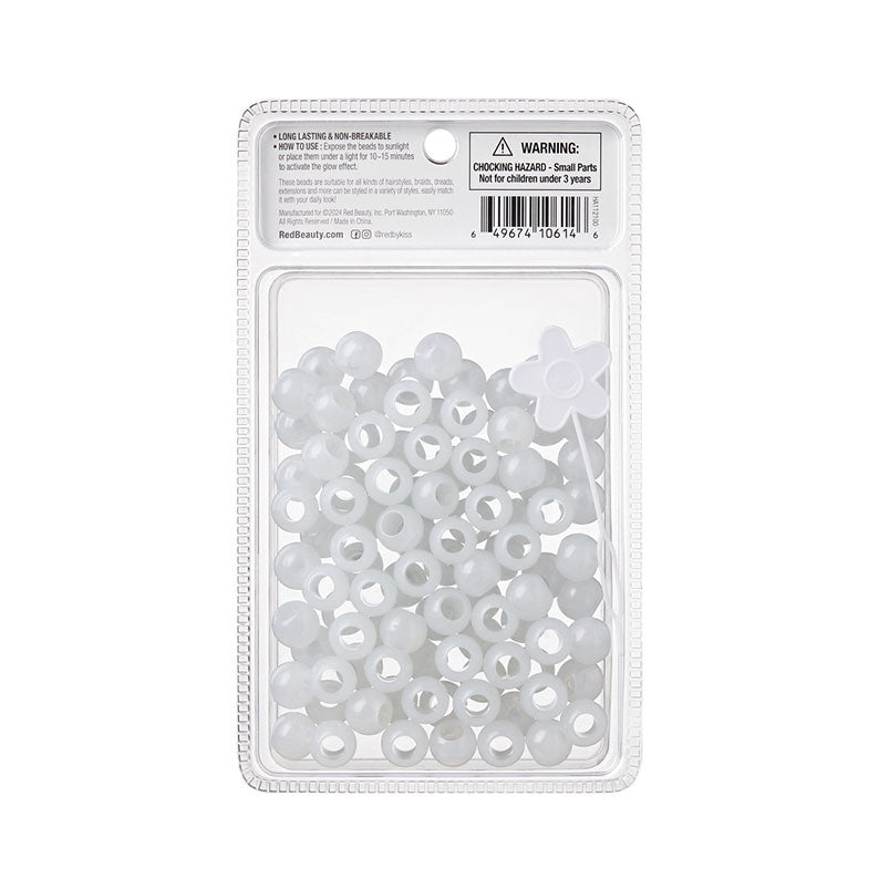 #Ha112 Glow In The Dark Hair Beads [X Large] [White]