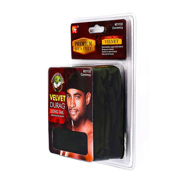 BEAUTY TOWN Premium Quality Coconut Oil Treated Velvet Durag with Long Tail #21132 [CURRENCY]