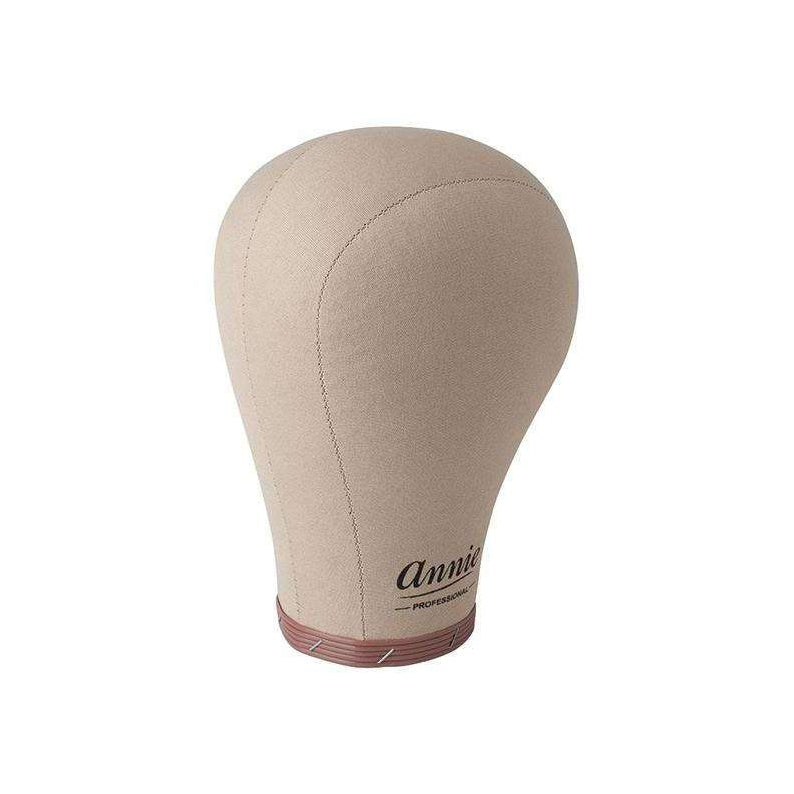 ANNIE cork canvas mannequin head 22 inch for wig styling and display beige fabric covered professional head block