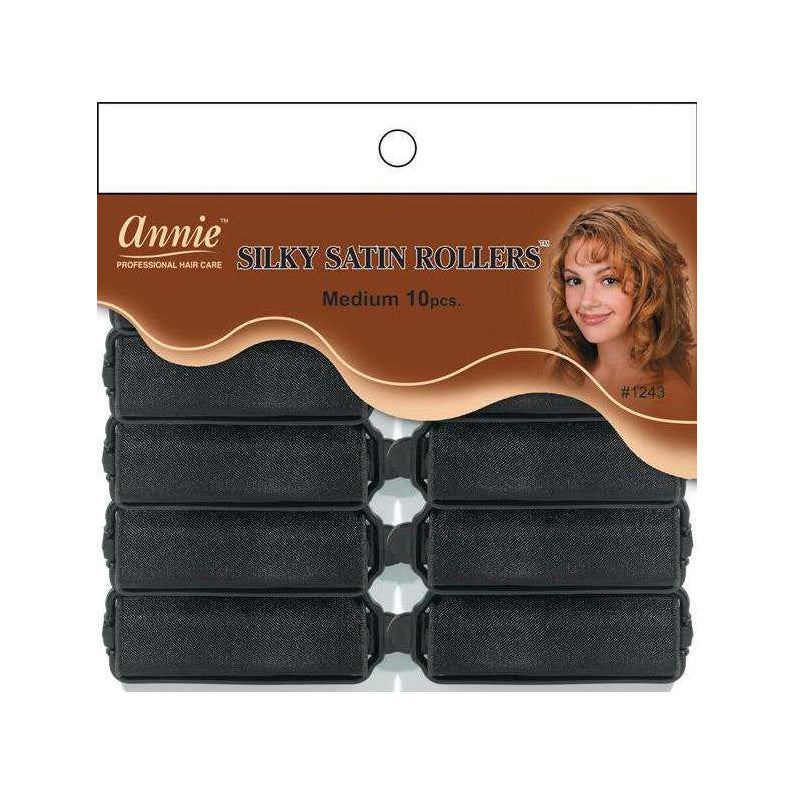 ANNIE Silky Satin Rollers M 10ct [Black] #01243