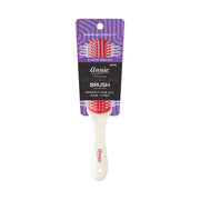 ANNIE rubber cushion detangling brush with red cushion bristles and white ergonomic handle in retail packaging