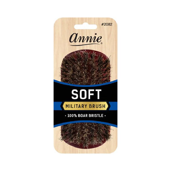 ANNIE #02082 100% Pure Boar Bristles Soft Military Brush [DARK BROWN]