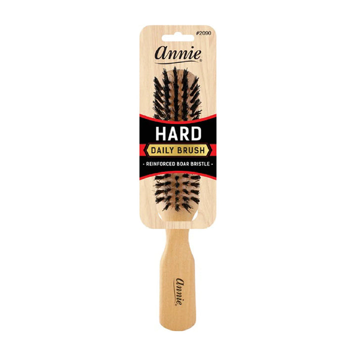 ANNIE #02090 Boar & Nylon Bristle Hard Wooden Brush 5 Row [LIGHT BROWN]