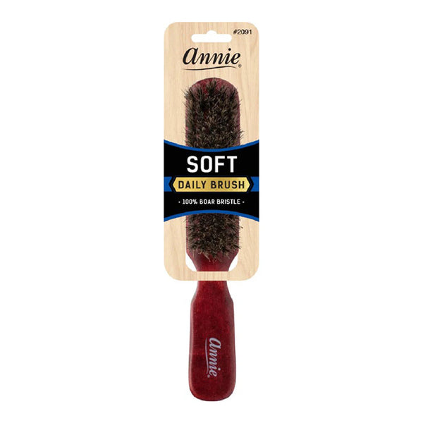 ANNIE #02091 100% Pure Boar Bristles Soft Wooden Brush 5 Row [DARK BROWN]