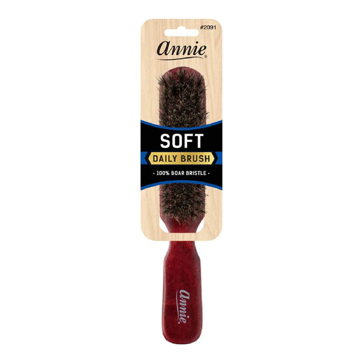 ANNIE #02091 100% Pure Boar Bristles Soft Wooden Brush 5 Row [DARK BROWN]