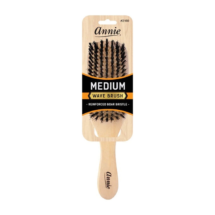 ANNIE #02160 Boar & Nylon Bristles Medium Wave Brush [LIGHT BROWN]