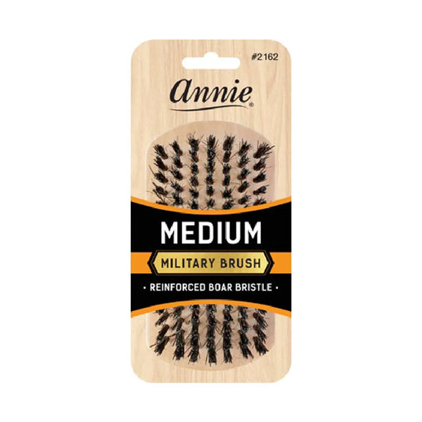 ANNIE #02162 Boar Bristle Medium Military Brush [LIGHT BROWN]